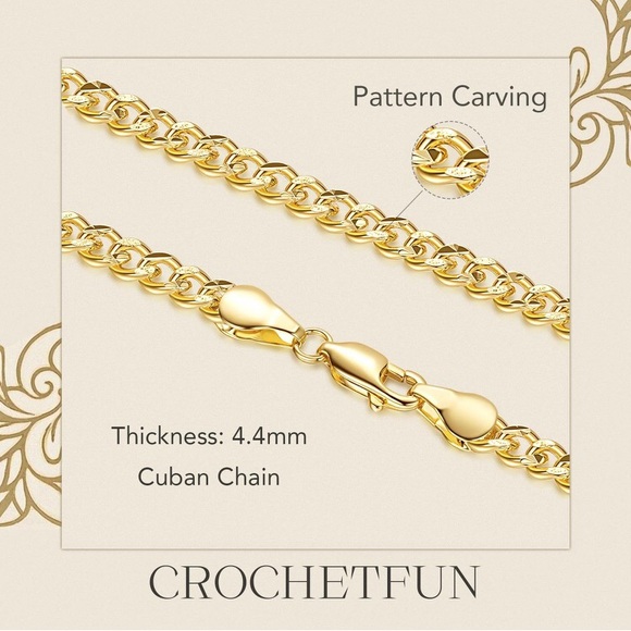 14K Gold Plated Necklace for Women 
& Men 18 inches - Picture 4 of 11